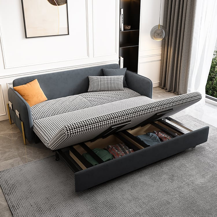 53.5" Full Sleeper Sofa Upholstered Convertible Sofa Bed 3 in 1 Sleeper Sofa Couch Bed, Small Tufted Velvet Convertible Loveseat Futon Sofa w/Pullout Bed, Multi-Pockets for Living Room