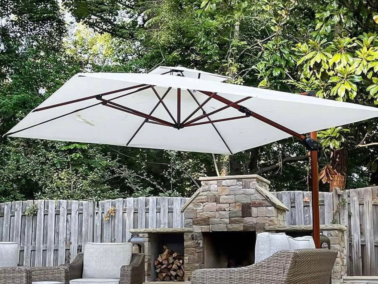 12 x 12 Square Purple Leaf Wood Umbrella(base not included)