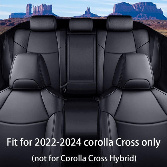 Custom Fit Car Seat Covers for Toyota Corolla Cross Hybrid SE, XES 2022- 2024,Full Set Corolla Cross Hybrid Car Seat Covers Faux Leather Black