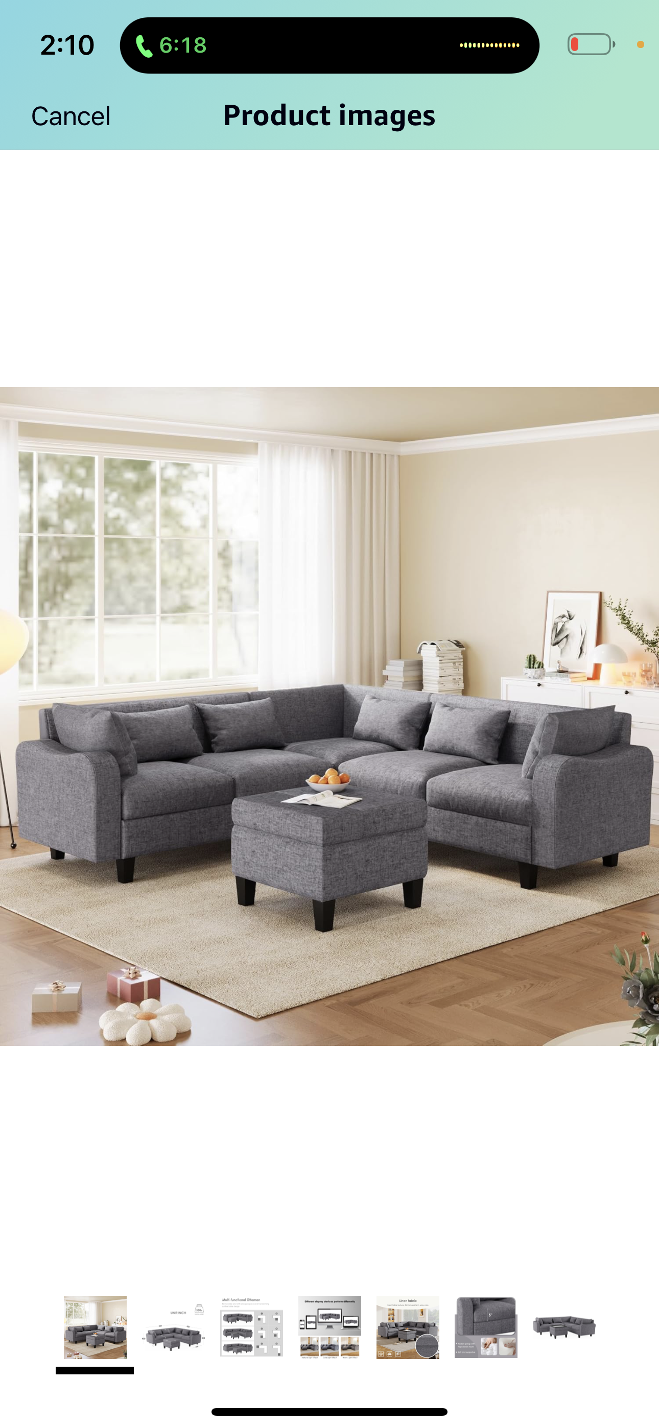 87" Modern Linen L Shape Sectional Sofa with Coffee Table,Sectional Couch with Storage Ottoman