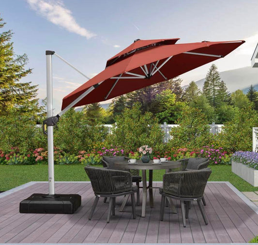 10’ Purple Leaf Round Cantilever Patio Umbrella Brick Red(base not included)