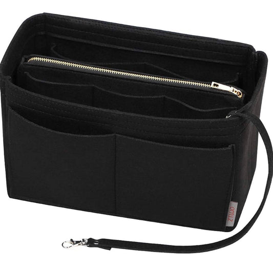 Purse Organizer Insert, with zipper, Handbag & Tote Shaper,Black