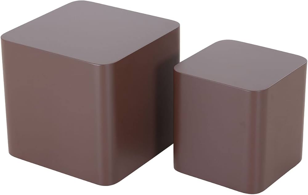 Nesting Side Table Set of 2, Modern Mid Century Square Small Coffee Table End Table Bed Side Table Accent Table for Living Room Bedroom,Entryway, and Apartment (Dark Brown)