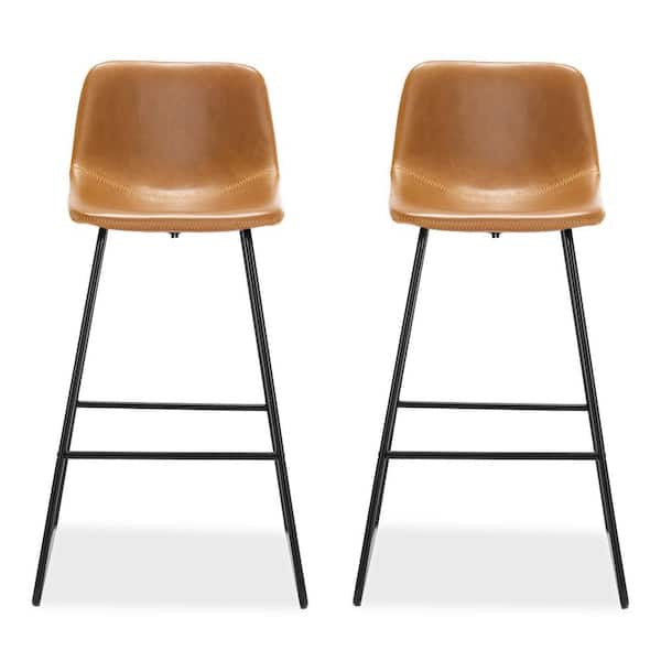 30 inches Faux Leather Bar Stools Metal Frame Counter Height Bar Stools