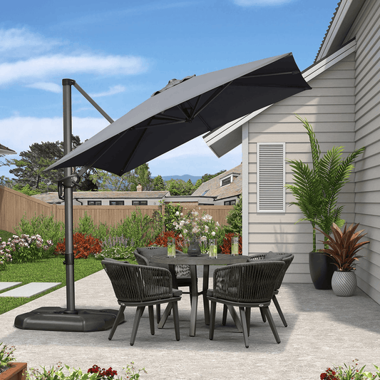 PURPLE LEAF Rectangle 8x8 ft Patio Economical Umbrella. Grey