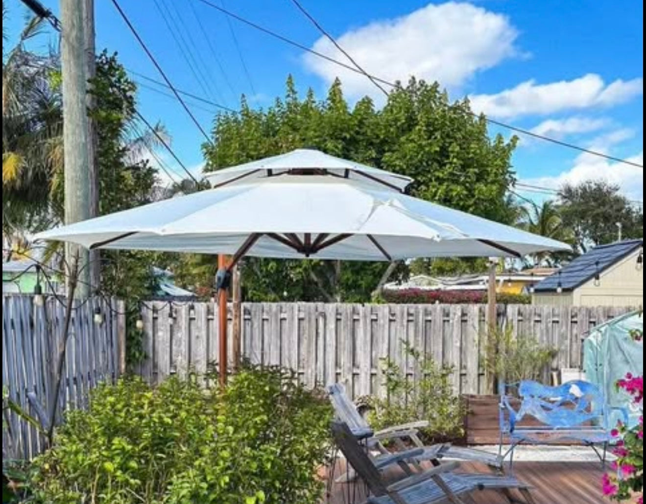 10’ Round Purple Leaf Wood Patio Umbrella(base not included)