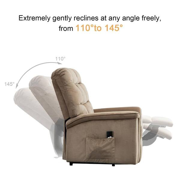 33 in. Width Big and Tall Mocha Microfiber Lift Massage Recliner