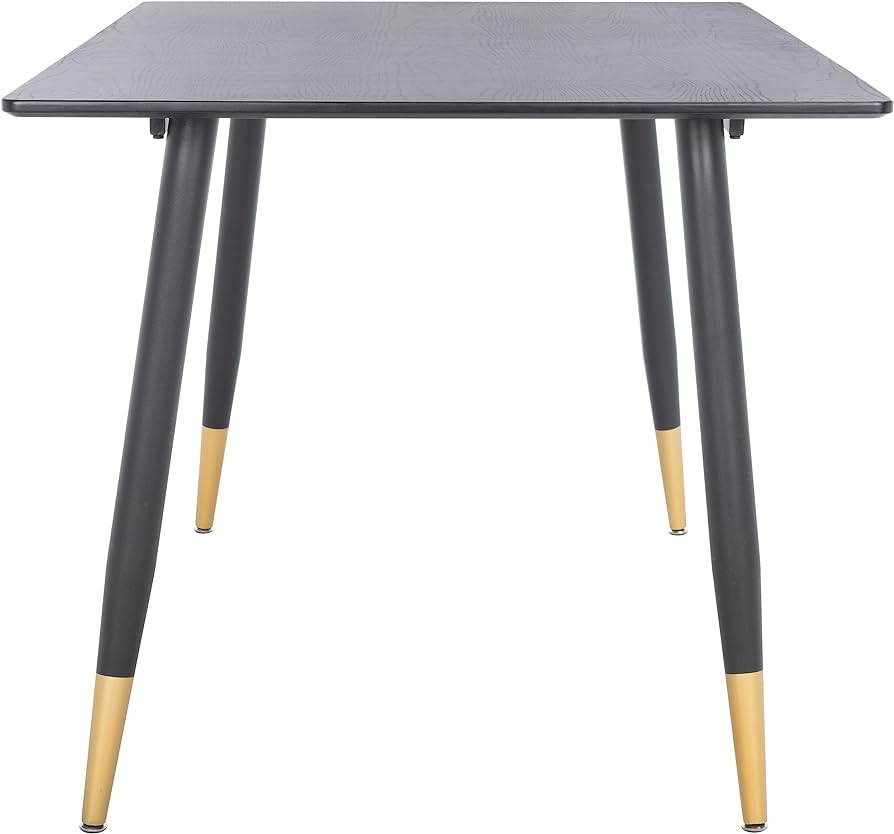 Dining Table with Metal Frame, Sturdy Structure, Space-Saving Furniture (Black)