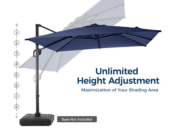 10x 10FT Aluminum Cantilever Patio Umbrella - Large Offset Heavy-Duty Umbrella with 360° Rotation, Infinite Tilt,10-Year Rustproof, 5 Year Fade-Resistant for Outdoor, Pool,   (Navy)