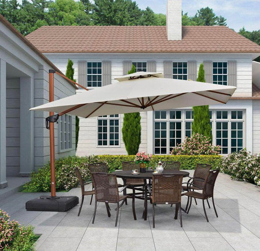 11 x 11 Square Purple Leaf Wood Outdoor Umbrella(base not included)