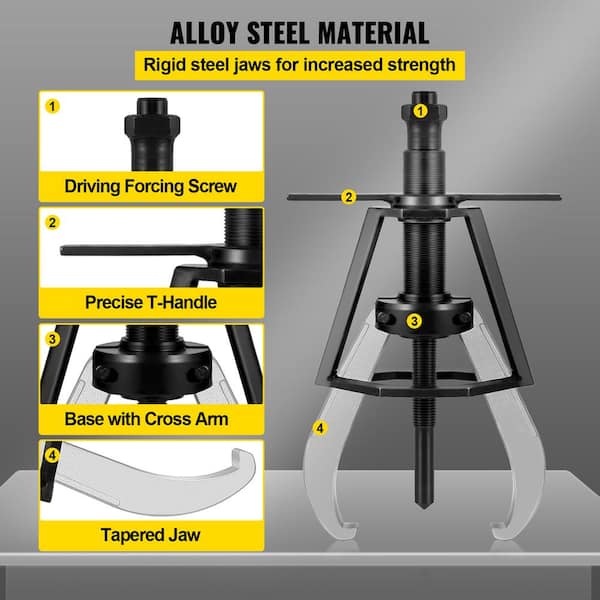 Gear Puller 2 Jaw Puller 6-Ton Manual Puller Removal 14-3/5 in. to 21-1/2 in., 3-1/5 in. to 10-3/5 in. for Slide Gear