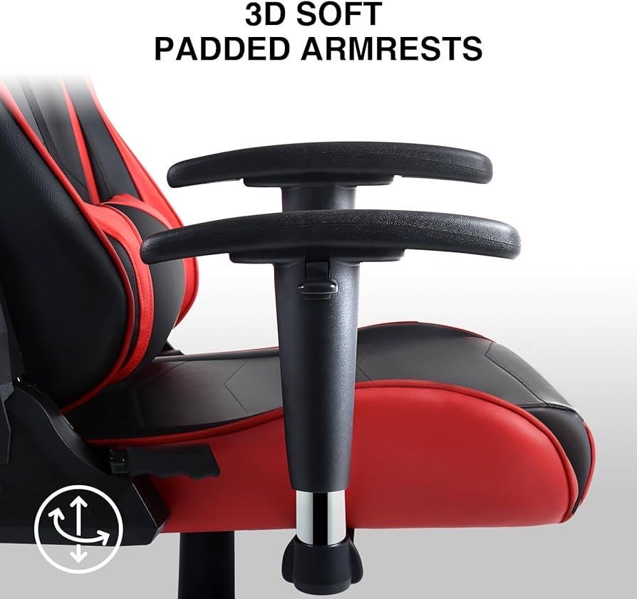 Racing Gaming Chair Office Computer Ergonomic Gaming Chair Backrest and Seat Swivel Height. Red