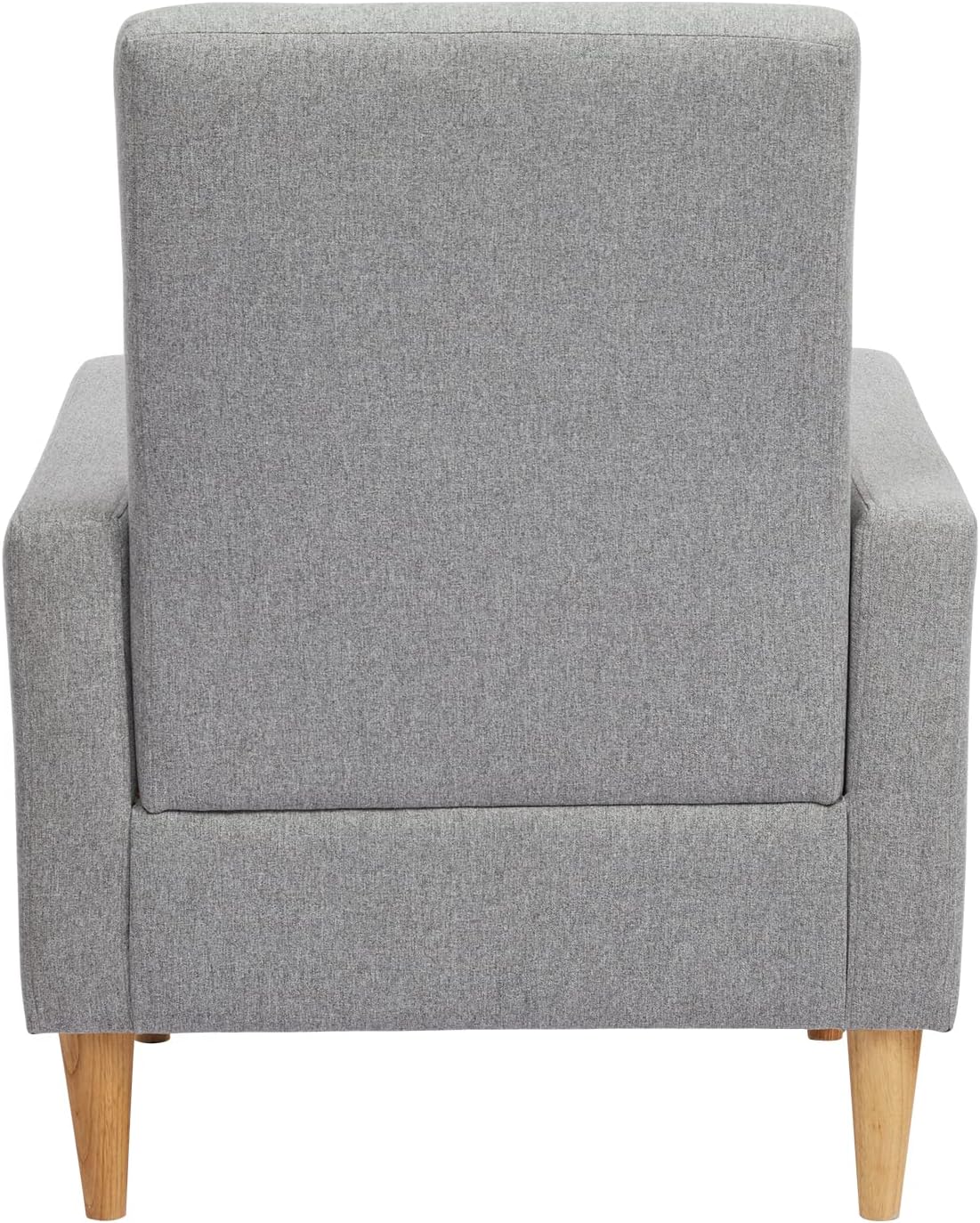 Modern Upholstered Accent Chair Armchair with Pillow, Fabric Reading Living Room Side Chair, Single Sofa with Lounge Seat and Wood Legs, Light Grey