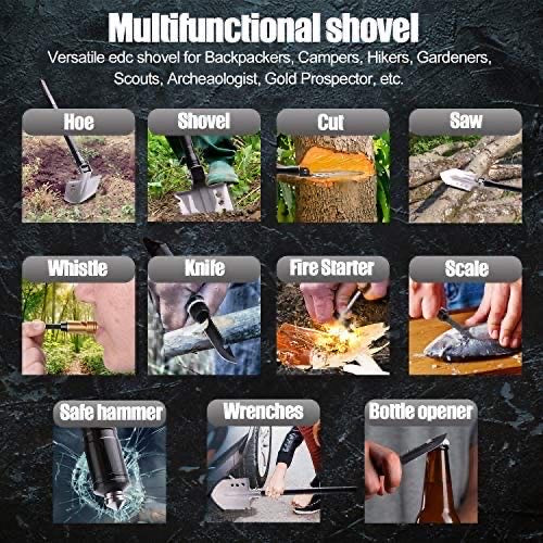 Survival Shovel Multitools Tactical Portable Folding Backpacking Camping Ultimate Survival Tool for Hiking Fishing Car Outdoor