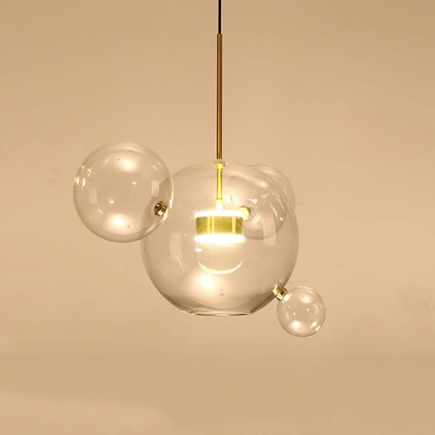 Modern Artistic Chandeliers Bubble 1-Light Clear Globe Glass Sputnik Pendant Light for Dining Room White