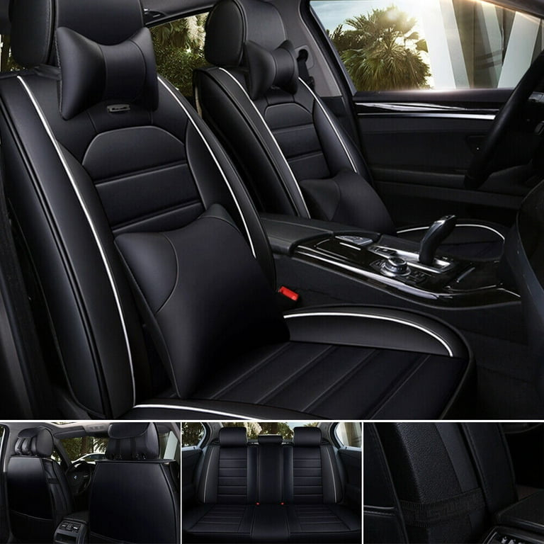 Leather Car Seat Cover Universal 5 Seats Full Set Front Rear Seat Protector