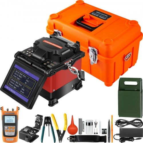 Fiber Fusion Splicer Automatic Focus A-80S FTTH Fiber Optic Fusion Splicer Kit 5 Inch Digital LCD Screen Fusion Splicer Machine Optical Fiber Cleaver Kit