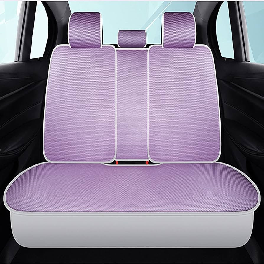 5 Seats Full Set Car Seat Covers,Linen Ice Silk Comfortab5 Seats Full Set Car Seat Covers,Linen Ice Silk Comfortable Automotive Vehicle Airbag Compatible,women Cushion for Cars SUV Pick-up Truck Universal Fit Set Auto Accessories (Purple,Standard Edition)