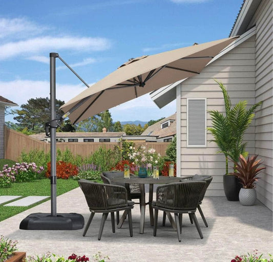 9 x 9 Purple Leaf Cantilever Patio Umbrella(base and crossbar not included)