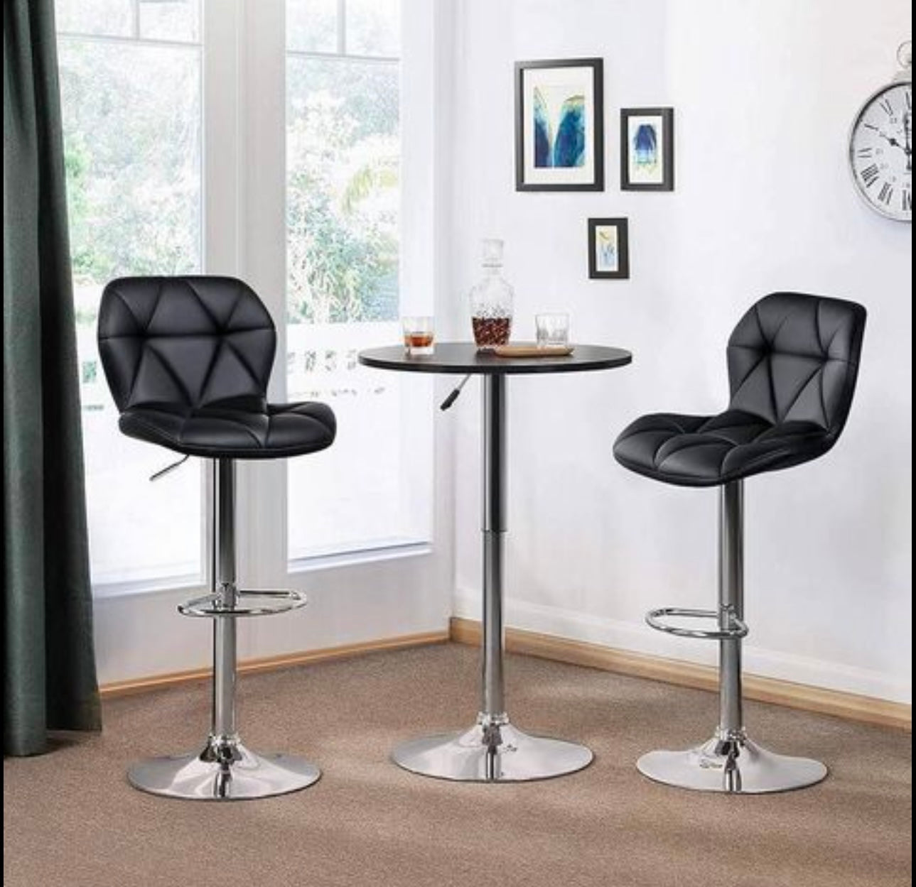 Height Adjustable Swivel Bar Stools Modern PU Leather bar Chairs with Backrest Set of 2