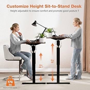 48x24inches Electric Standing Desk with Splice Board,Ergonomic Height Adjustabley. Rust Color