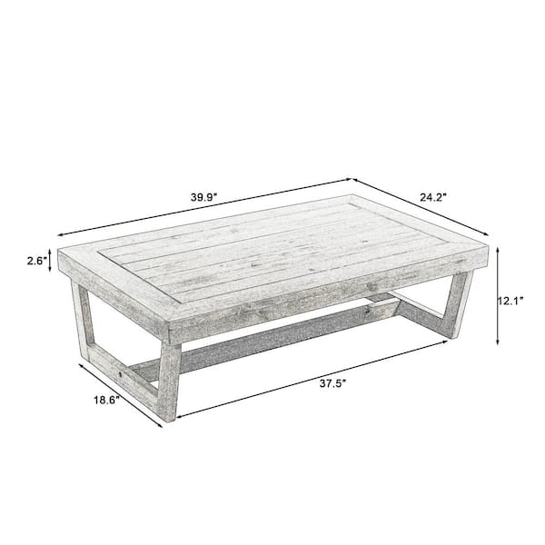 Dark Gray Acacia Wood Modern Rectangle Outdoor Coffee Table