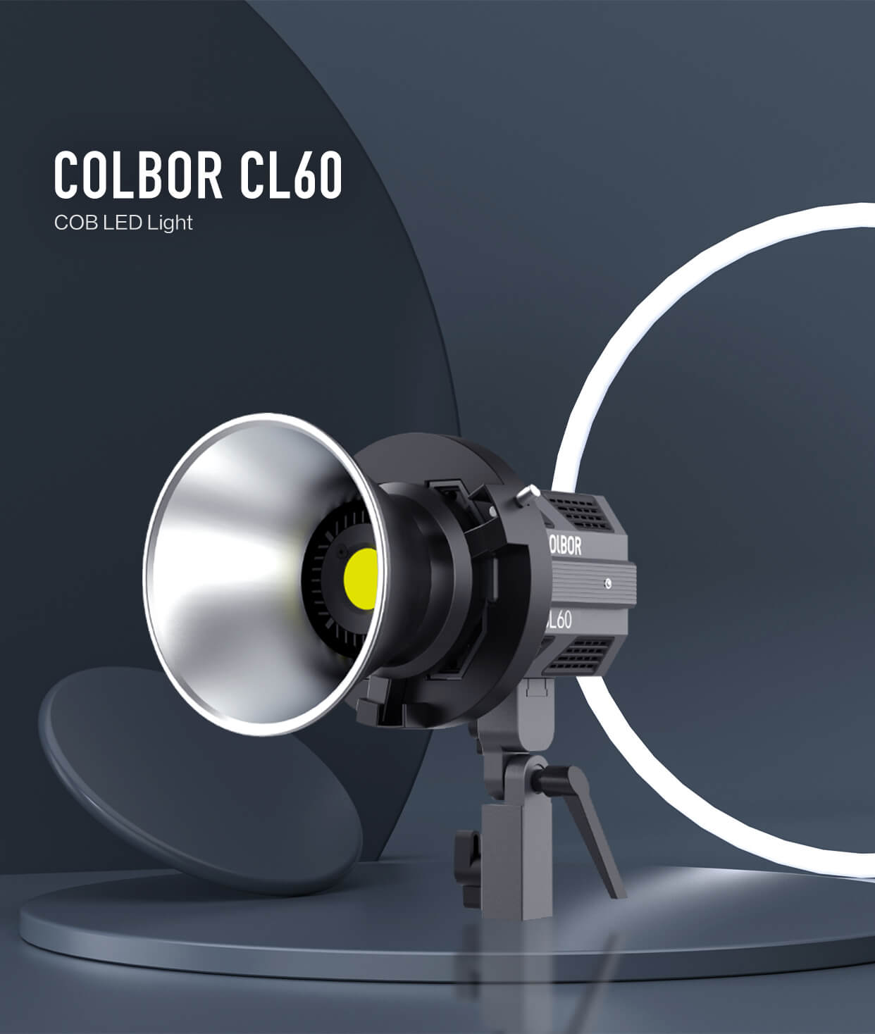 Video Light, COLBOR CL60M Studio Lights 65W 5600K CRI97+ Continuous Output Lighting 7 Light Effects with Bowens Mount APP Control Spotlight for Video Recording, Video-Light-LED-Photography-Lighting