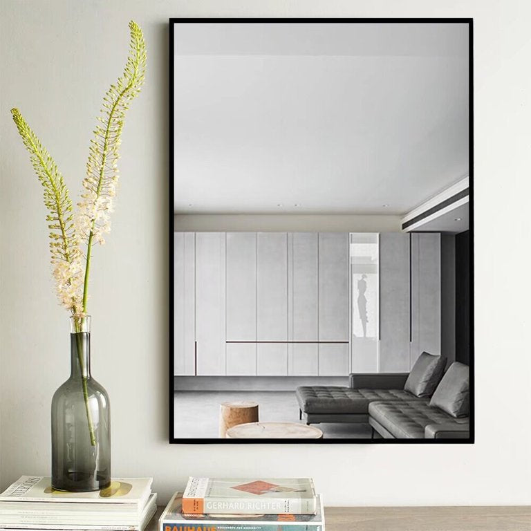 PS Frame Wall Bathroom Mirror 23.6-in W x 31.5-in H Black Framed