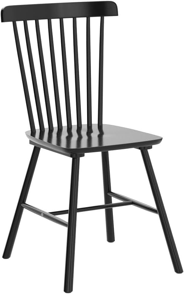 Set of 4 Windsor Dining Chair(no table), Spindle Back Wood Chairs, Black