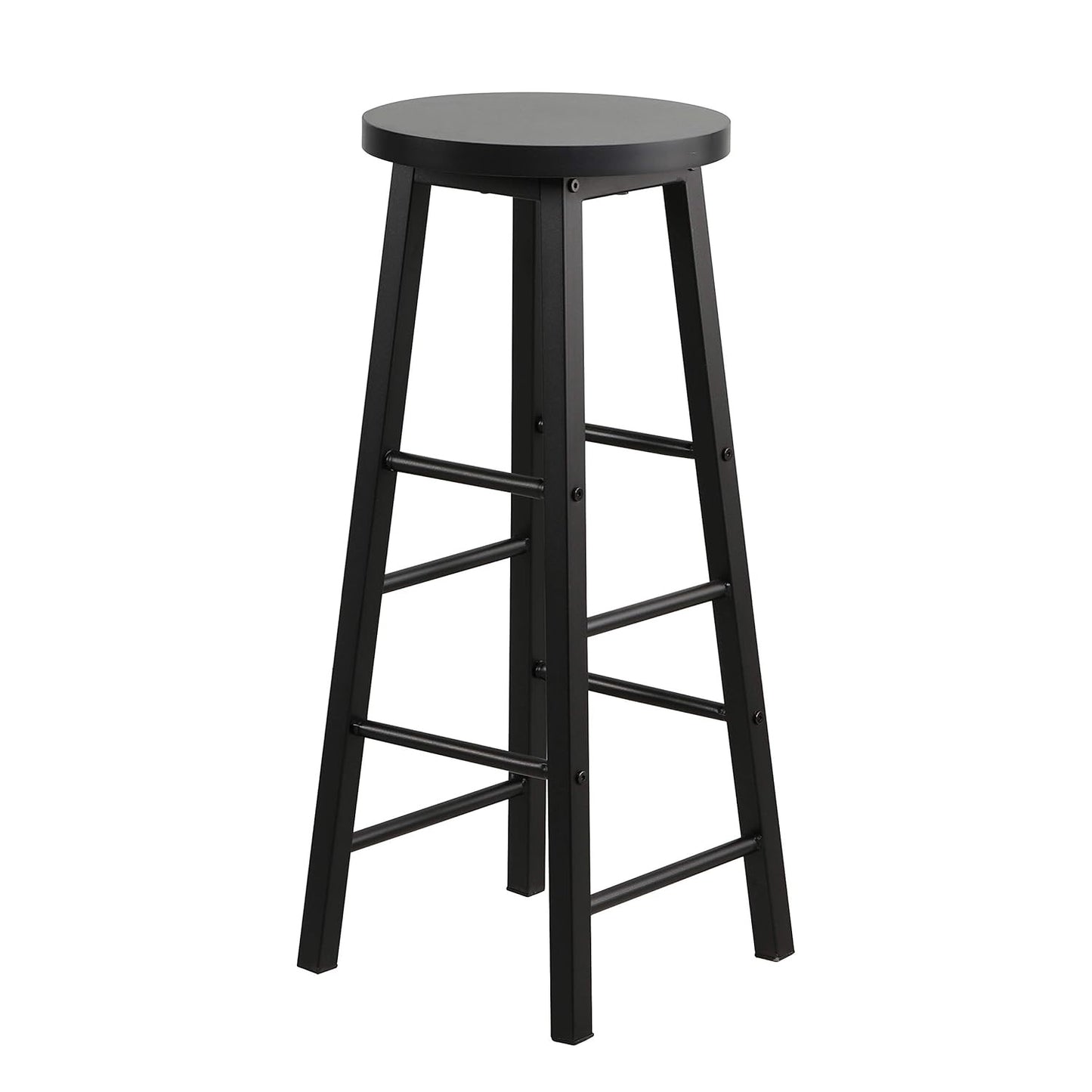 3pcs Counter Height Bar Table with 2 Bar Stools for Home Kitchen Office, Kitchen Breakfast Dining Table with Sturdy Metal Frame, Round Top Stools with Footrests, Black
