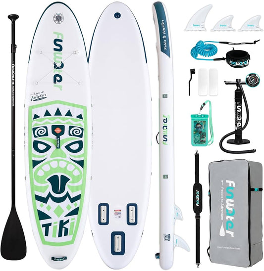 Inflatable Ultra-Light (17.6lbs) SUP for All Skill Levels Everything Included with Stand Up Paddle Board, Adj Floating Paddles, Pump, ISUP Travel Backpack, Leash,Waterproof Bag