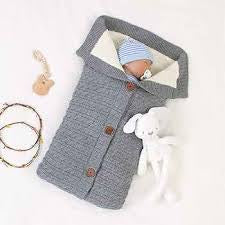 Newborn Baby Winter Warm Sleeping Bags Infant Button Knit Swaddle Wrap Swaddling Stroller Wrap Toddler Blanket Sleeping Bags