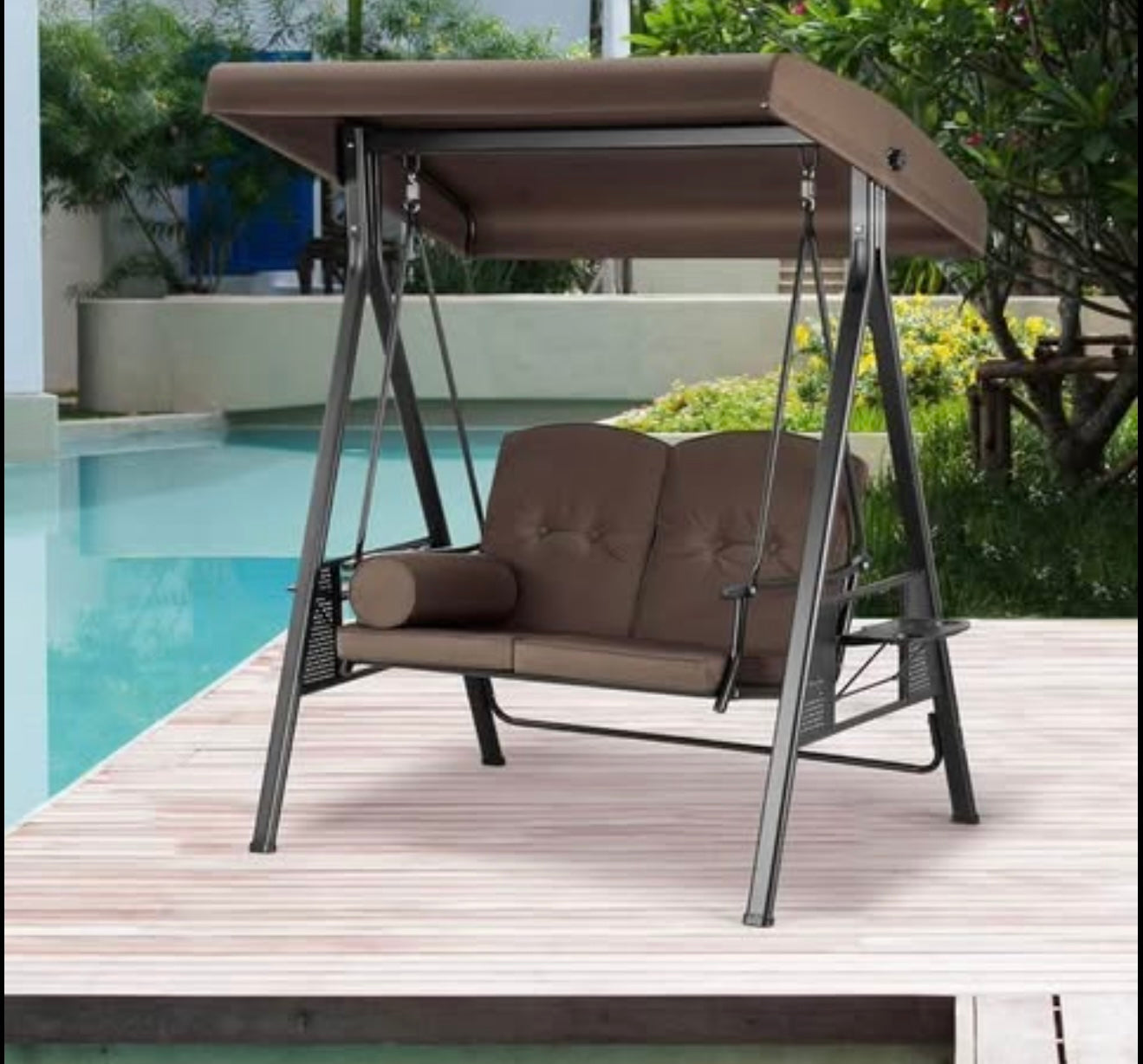 2 Seat Deluxe Outdoor Patio Porch Swing. Purple Leaf