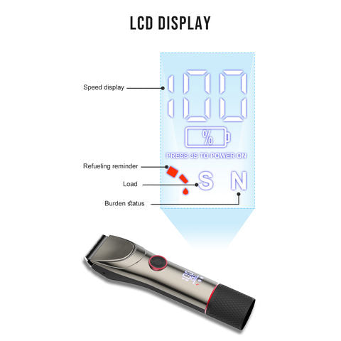 Depilation LCD Display Professional Rechargeable All Metal Electric Hair Clipper Machine Salon