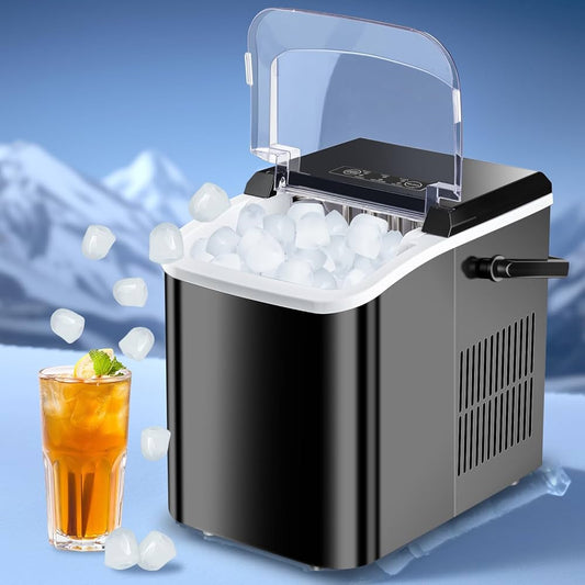 Ice Makers Countertop, Portable Ice Machine with Carry Handle, 2 Sizes of Icecube for Home Kitchen Bar Party Camping