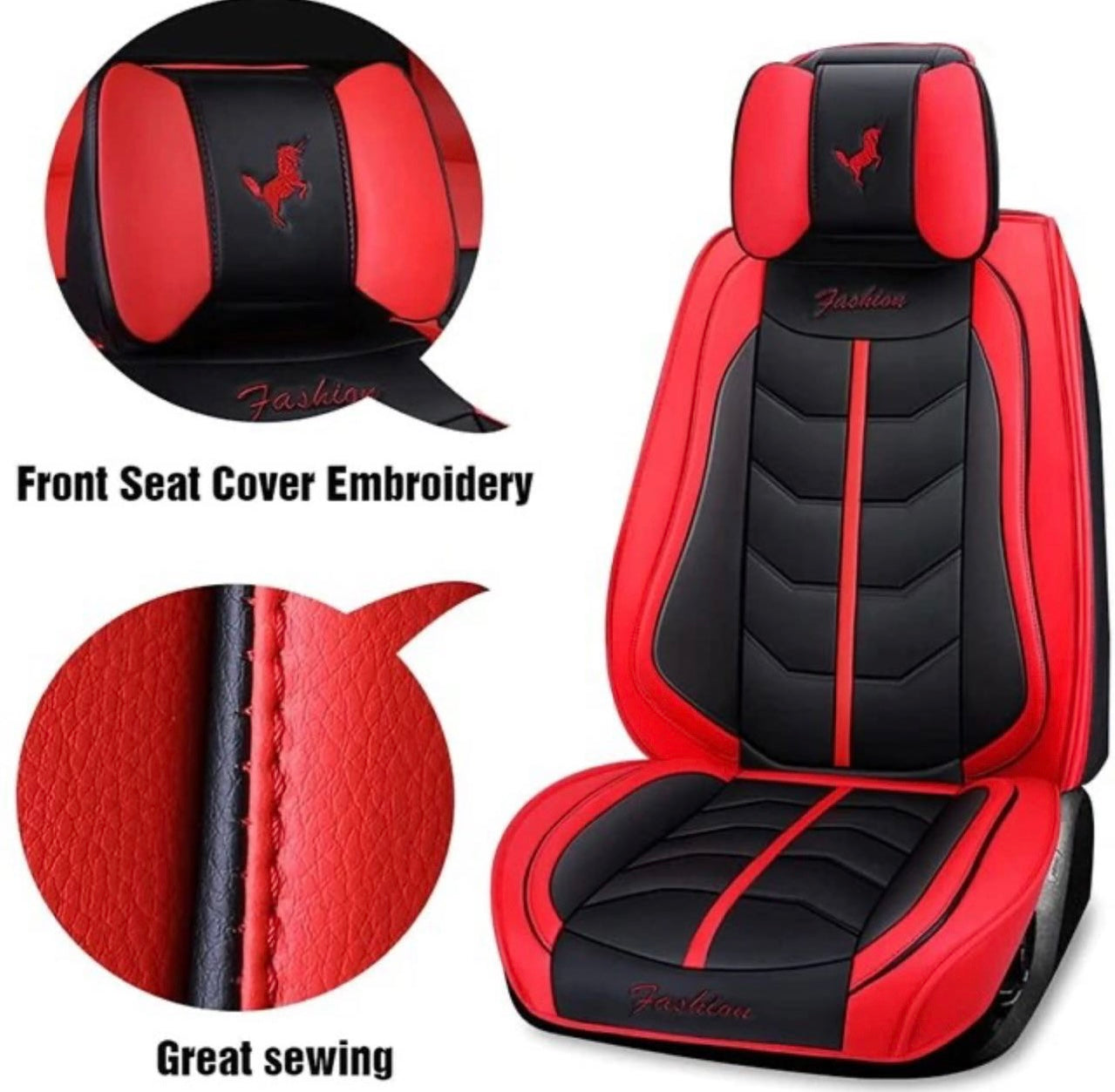 5pcs Universal Car Seat Covers Full Set PU Leather Automotive Vehicle Cushion Cover Full Surround Waterproof Protectors Accessories for Most 5 Seats Cars/SUV/Truck/Vans Red