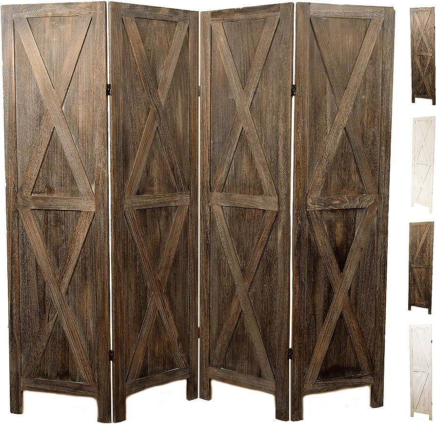 Room Divider and Folding Privacy Screens for Partition, Wall dividers, Room Separator, Temporary Wall, Rustic Barnwood 70x67inch