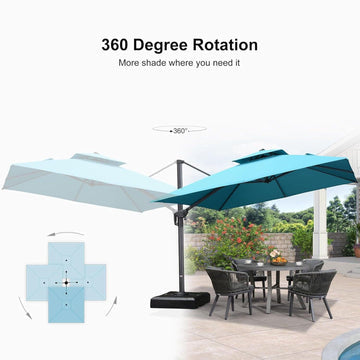 PURPLE LEAF Double Top 360 Degree Rotation 10x10ft Square Patio Classic Umbrella