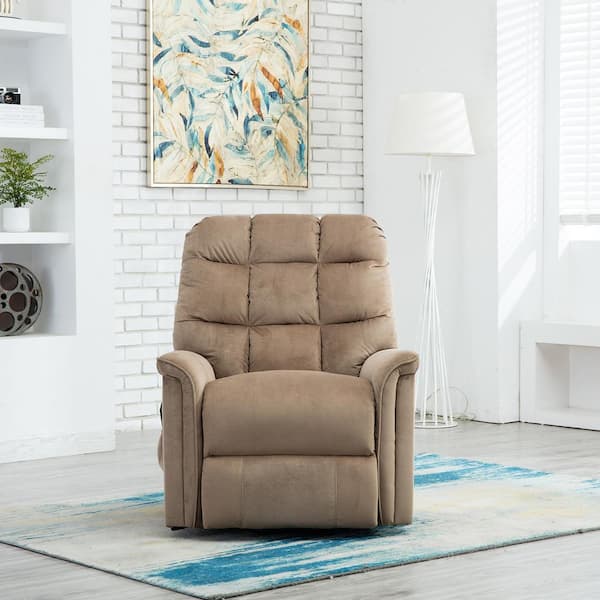 33 in. Width Big and Tall Mocha Microfiber Lift Massage Recliner