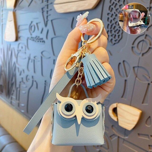 Fashion Leather Owl Keychain Coin Purse Metal Cartoon Owl Keychains All-Match Decortoy Ornaments Juguetes