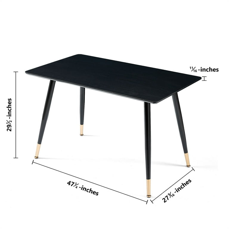 Dining Table with Metal Frame, Sturdy Structure, Space-Saving Furniture (Black)