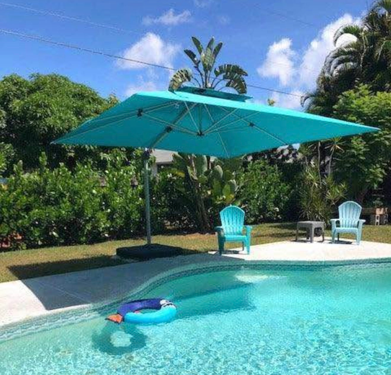 10 x 12 Purple Leaf Classic Rectangular Cantilever Umbrella Turquoise blue(base not included)