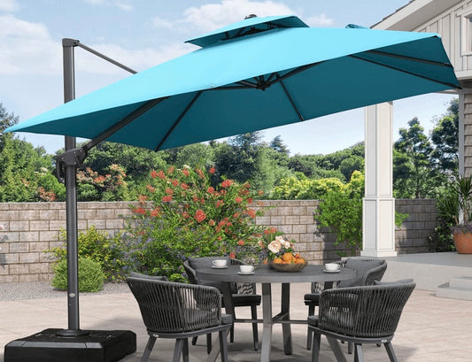 PURPLE LEAF Double Top 360 Degree Rotation 10x10ft Square Patio Classic Umbrella