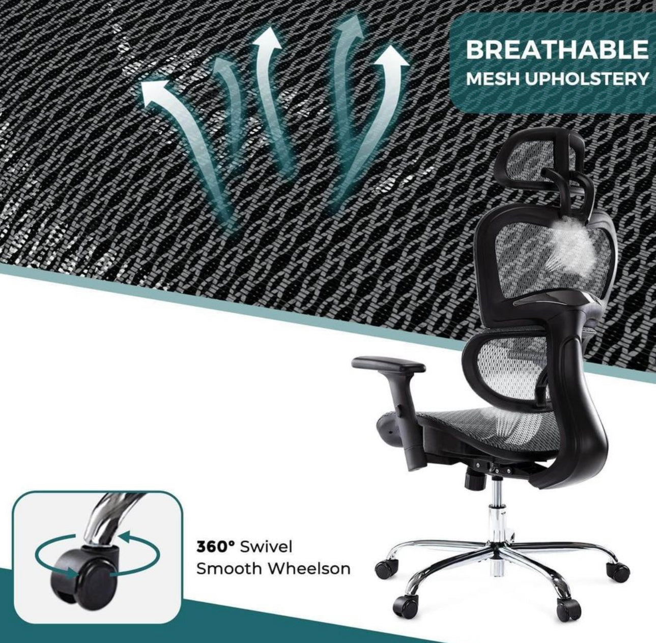 Ergonomic Grey 47 '' Mesh High Computer Gaming Chair with 3D Lumbar Support and Wheels For Adult.