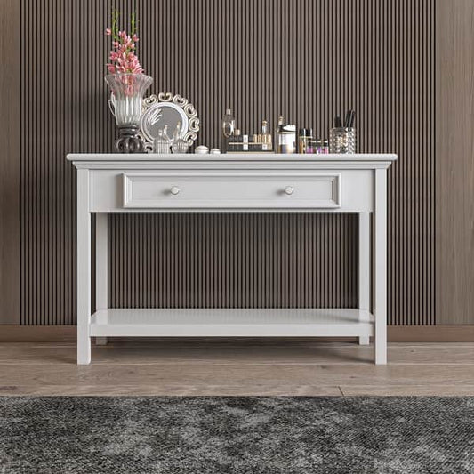 Solid Wood Console Table With Drawer and Shelve