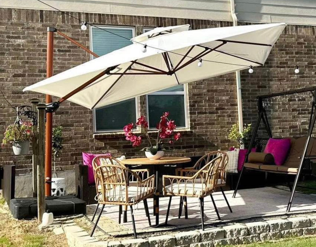 11 x 11 Square Purple Leaf Wood Outdoor Umbrella(base not included)