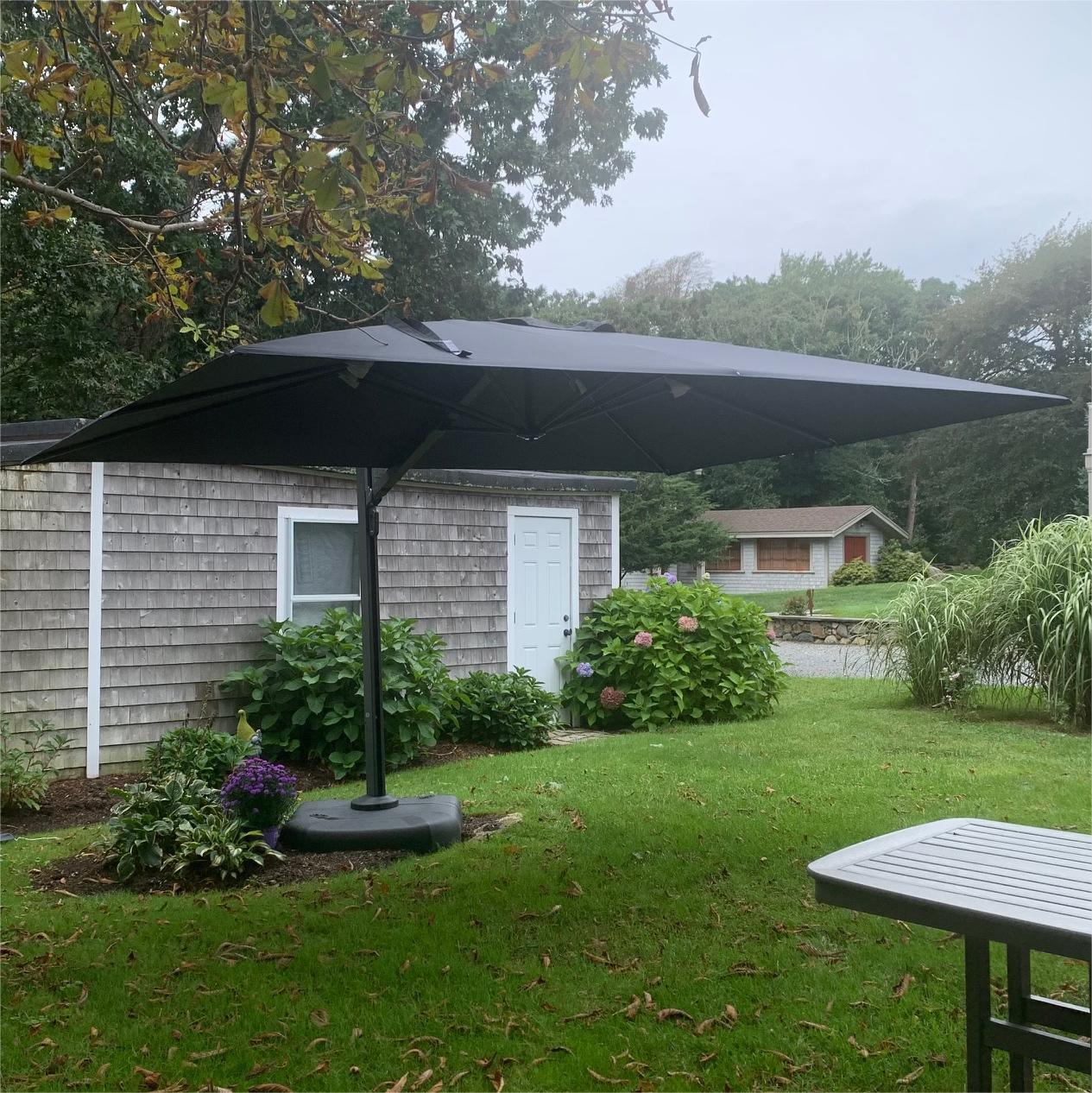 PURPLE LEAF 9' X 12' Rectangle Patio Umbrella Large Outdoor Aluminum Umbrella Offset Umbrella with 360-degree Rotation Cantilever Umbrella for Garden Deck Backyard Pool, Grey