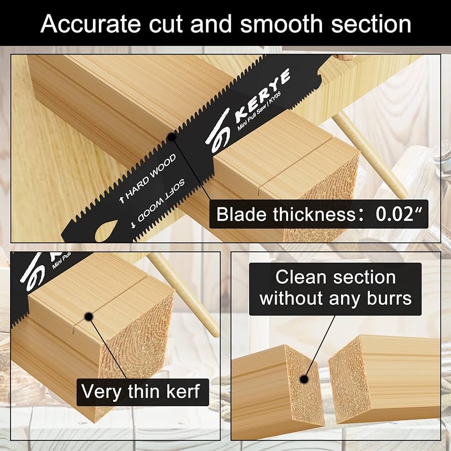 Mini Hand Saw Woodworking Tools, Small 6 Inch Japanese Pull Saw with Double Edges of 11/17 TPI, Flush Cut Saw for Hardwoods/Softwoods, Light Wood Saw as Gifts for Men/Women-KY05