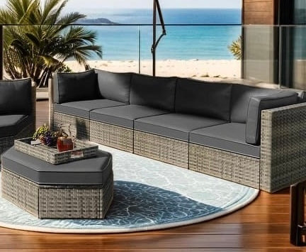 Big Size Modern 5 Piece Patio Furniture Set,5 Piece Outdoor Conversation Set