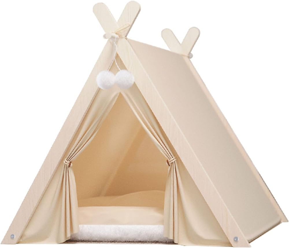 Dog Teepee, Dog Mat, Flat Dog Bed, 24Inch Pet Teepee with Cushion, Large Cat Teepee Dog Tent Bed, Dog Cat House Indoor (CDog Teepee, Dog Mat, Flat Dog Bed, 24Inch Pet Teepee with Cushion, Large Cat Teepee Dog Tent Bed, Dog Cat House Indoor (Color : Beige)